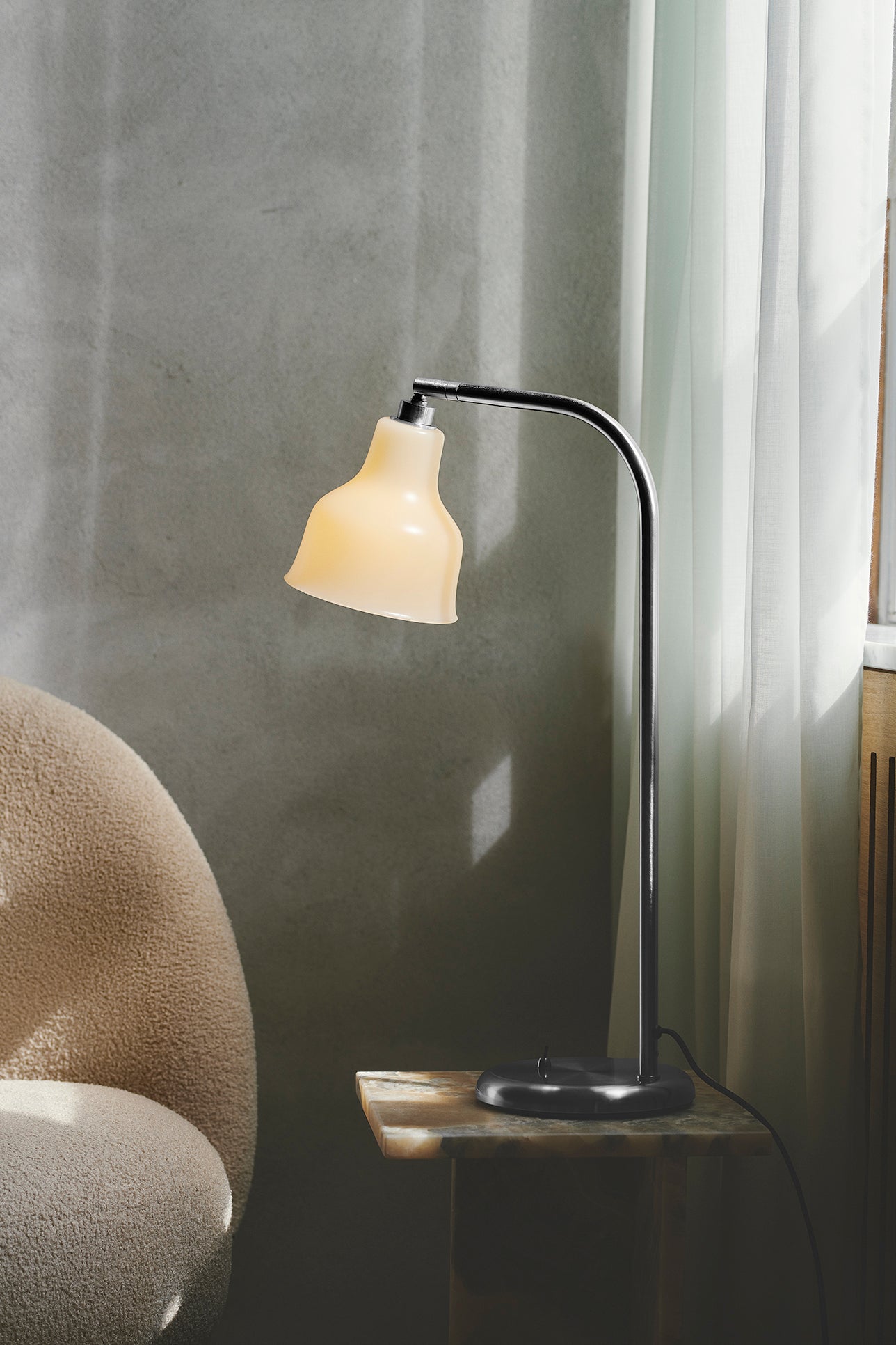 Avra Table Lamp - Brushed Steel/Creme - PRE-ORDER - NUAD