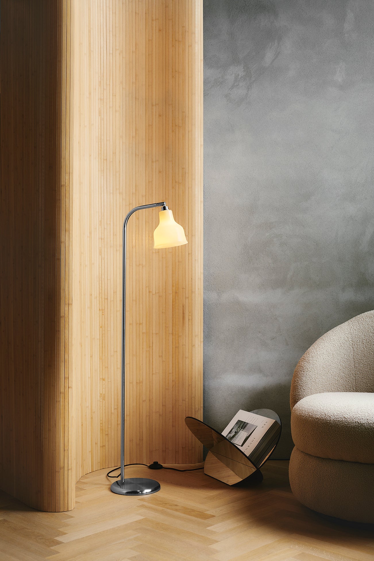 Avra Floor Lamp - Brushed Steel/Creme - PRE-ORDER - NUAD